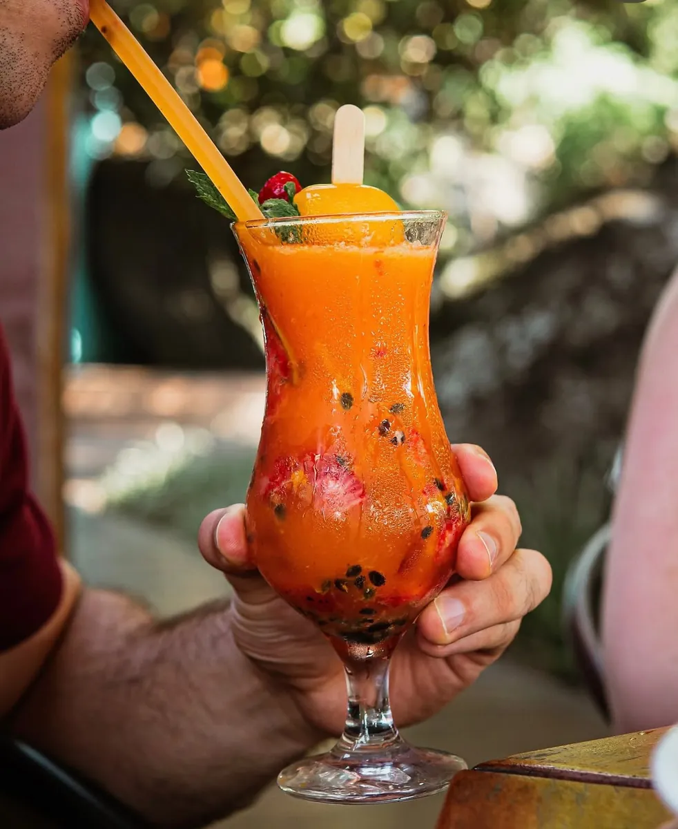 Drink de frutas servido no Restaurante Manjericão